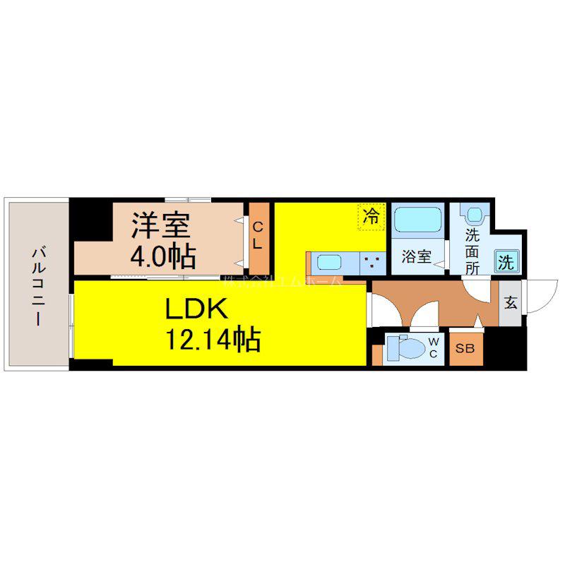 S-FORT古出来FIORE(1LDK/11階)の間取り写真