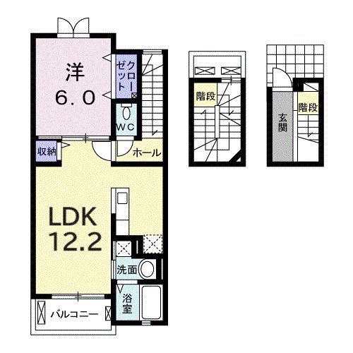コーポK(1LDK/3階)の間取り写真