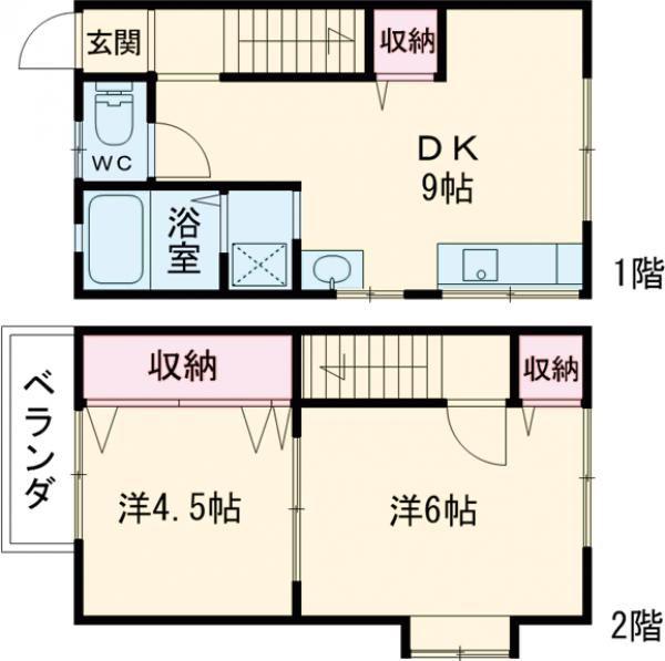 アトリーチェ(2DK/1階)の間取り写真