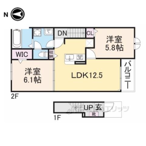 エスタシオンコート(2LDK/2階)の間取り写真
