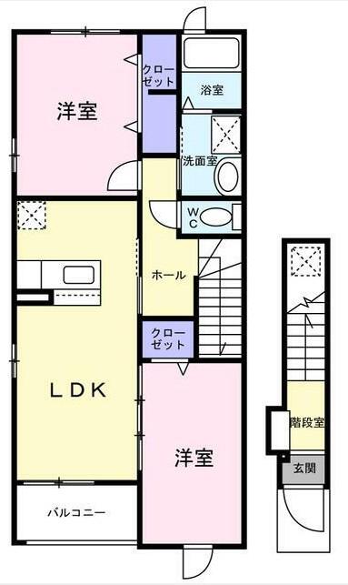 カーサ ノリ(2LDK/2階)の間取り写真