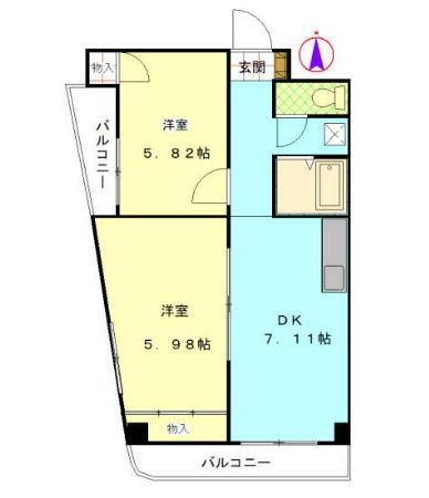 ルミエール小澤(2DK/3階)の間取り写真