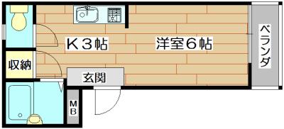 ハイネスゴールド(ワンルーム/2階)の間取り写真