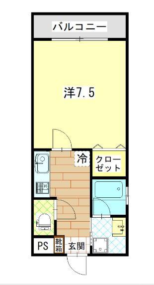 コンフォール上荒田(1K/3階)の間取り写真