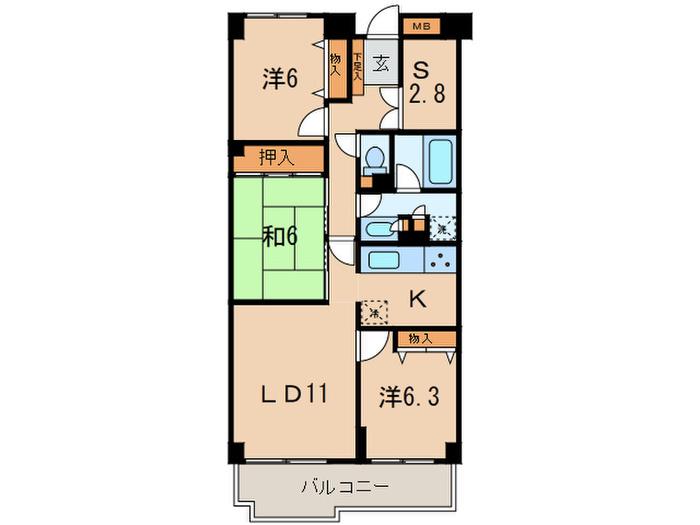 T´S GARDEN府中(3SLDK/3階)の間取り写真