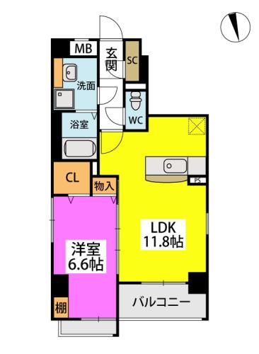グラン ソレイユ井尻駅前(1LDK/5階)の間取り写真