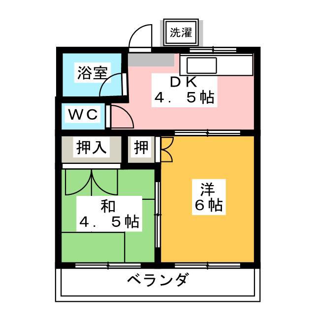 コーポときわ(2DK/1階)の間取り写真