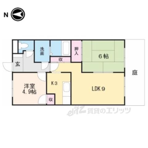 グリーンヒルズ幸陽(2LDK/2階)の間取り写真