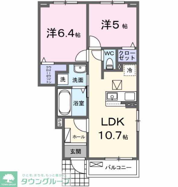 グランツII(2LDK/1階)の間取り写真