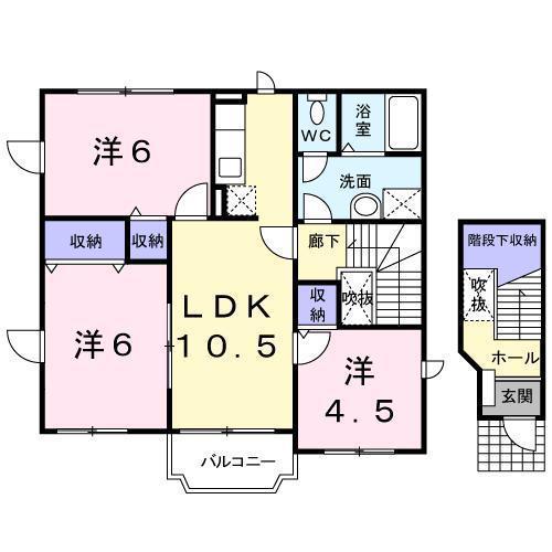 ラフィネ・メゾン・チセ(3LDK/2階)の間取り写真