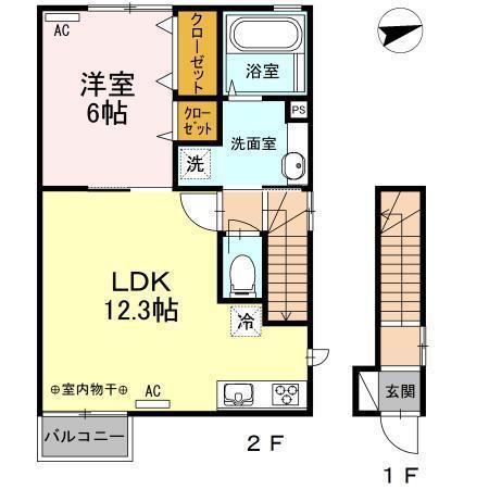 ロッキーズファミリー(1LDK/2階)の間取り写真