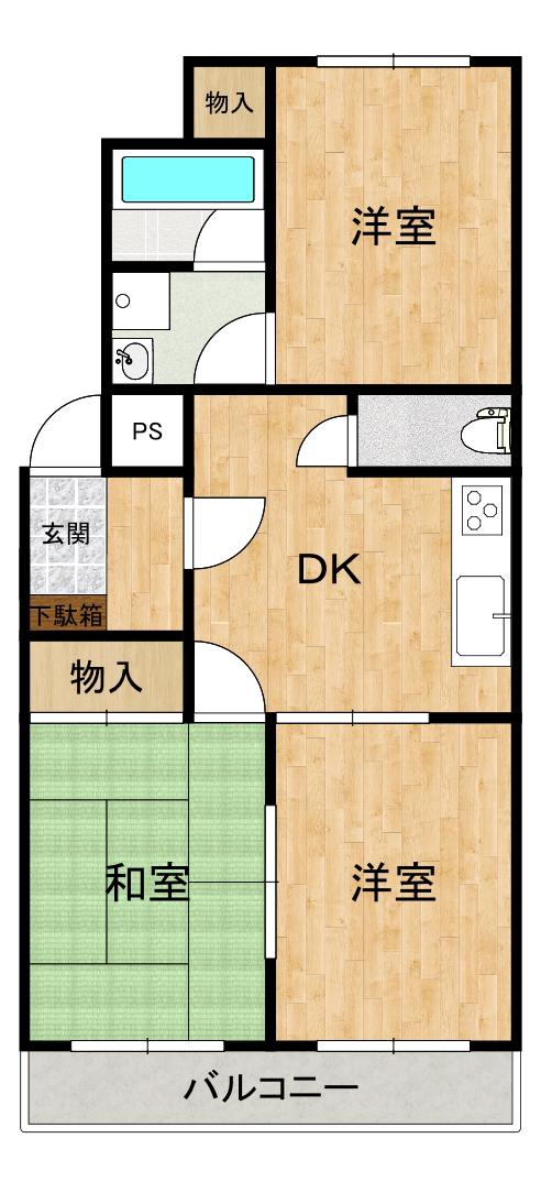 グリーンライフ高野台(3DK/2階)の間取り写真