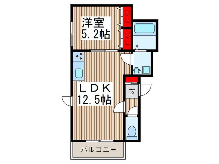 ソモア浦和美園(1LDK/3階)の間取り写真