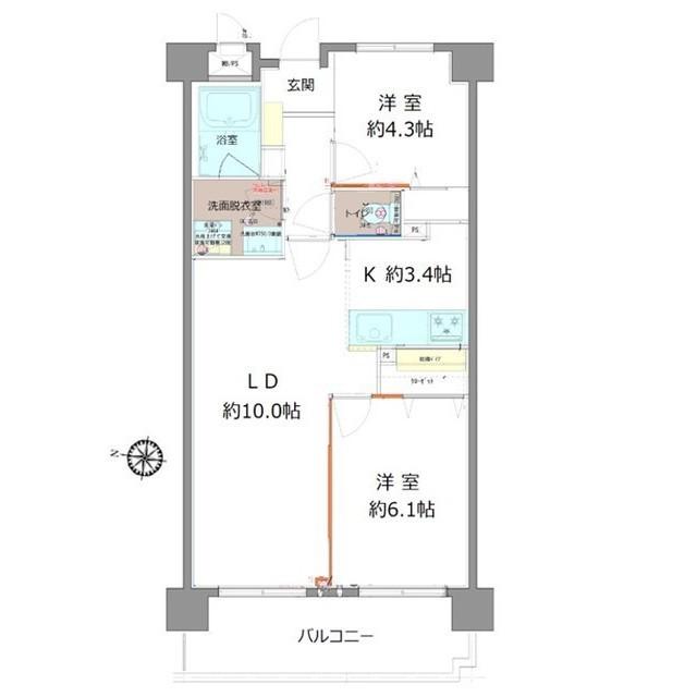 エマーレ南浦和(2LDK/2階)の間取り写真