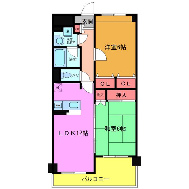 リッシュヴェールサカエ(2LDK/2階)の間取り写真