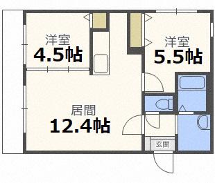 ENCHAN-THE豊平公園(2LDK/1階)の間取り写真