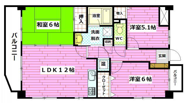 ハーモニー中須(3LDK/4階)の間取り写真