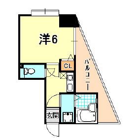 ワコーレハーバーシティ元町(1K/6階)の間取り写真