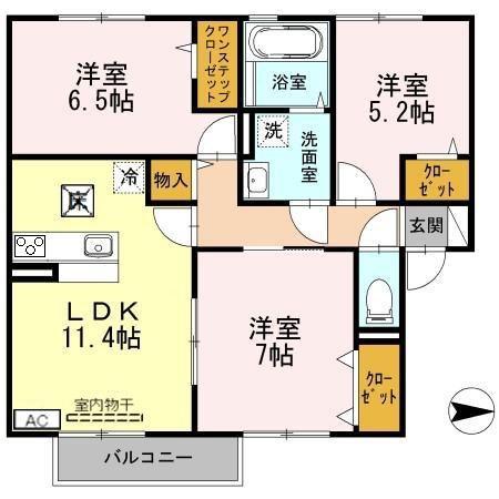 エクセレント早瀬(3LDK/1階)の間取り写真