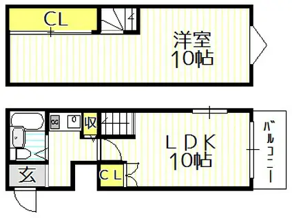 SKハイツ(1LDK/7階)の間取り写真