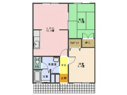 シーマ・ハイツ(2LDK/1階)の間取り写真