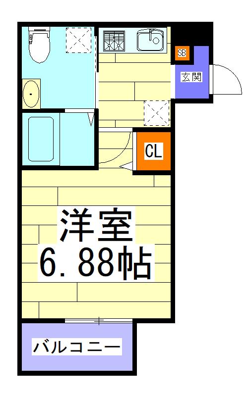 CIEL神崎川(1K/1階)の間取り写真