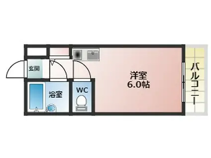 スカイキャンパス旭ヶ丘(ワンルーム/2階)の間取り写真