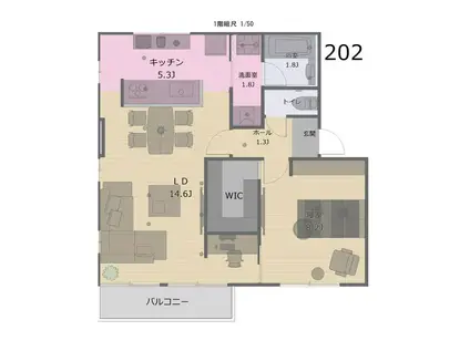 プラザ碧C(1LDK/2階)の間取り写真