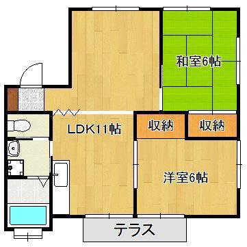 メゾンセイワA・B(2LDK/1階)の間取り写真