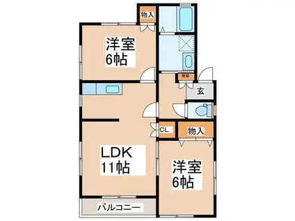 SPAZIO(2LDK/2階)の間取り写真