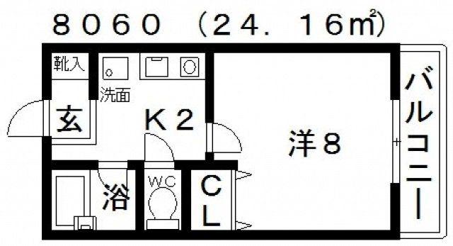 センターフィールドIII(1K/4階)の間取り写真