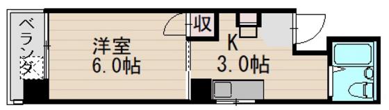イアーザ舟入中町(1K/4階)の間取り写真