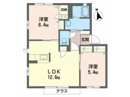 エコ・プリーマC(2LDK/1階)の間取り写真