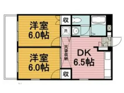 貝の坂クロス852(2DK/3階)の間取り写真
