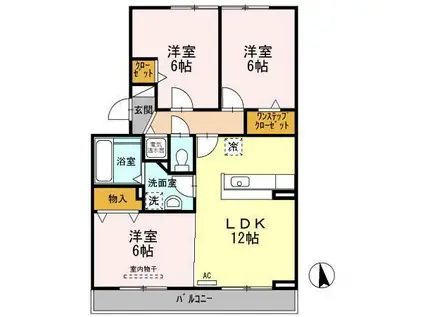 ウィステリア 太田(3LDK/3階)の間取り写真