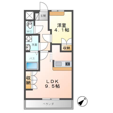 アシューレB(1LDK/1階)の間取り写真