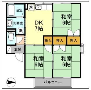 ラ・メゾン水谷(3DK/1階)の間取り写真
