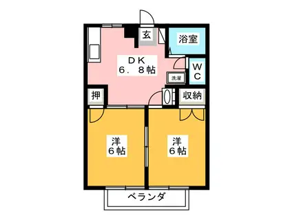 コーポ日比野E(2DK/1階)の間取り写真