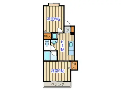 ブラヴール南仙台1(2K/2階)の間取り写真