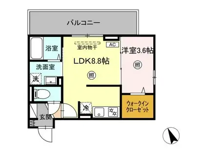 BRILLIA TWIN STAGE B棟(1LDK/2階)の間取り写真