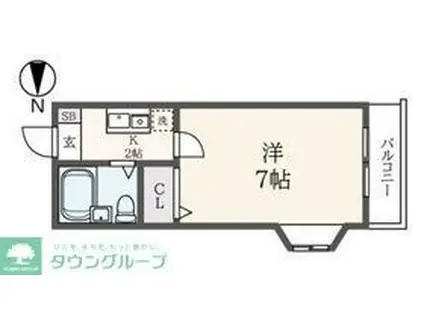 ソリッドリファイン玉川上水(1K/1階)の間取り写真