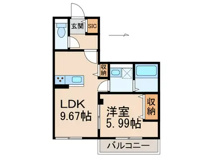クレリア和歌山(1LDK/1階)の間取り写真