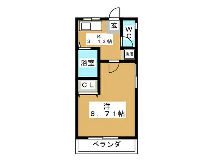 桂マンション(1K/2階)の間取り写真