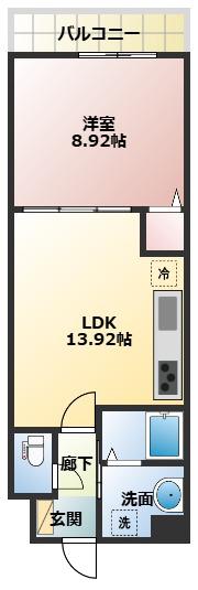 リアライズ今里南(1LDK/7階)の間取り写真