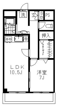 ハウス五本木(1LDK/2階)の間取り写真