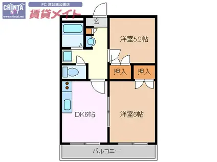 大谷第二(2DK/2階)の間取り写真