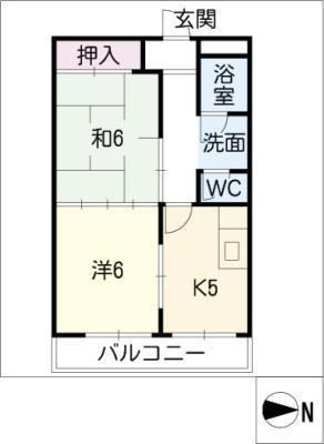 サンコーポヤトミ(2K/2階)の間取り写真