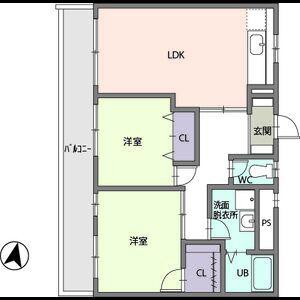 イーストパーク(2LDK/1階)の間取り写真