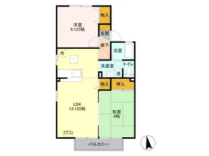 アネックスB棟(2LDK/1階)の間取り写真