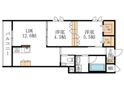 BRODIA(2LDK/2階)の間取り写真